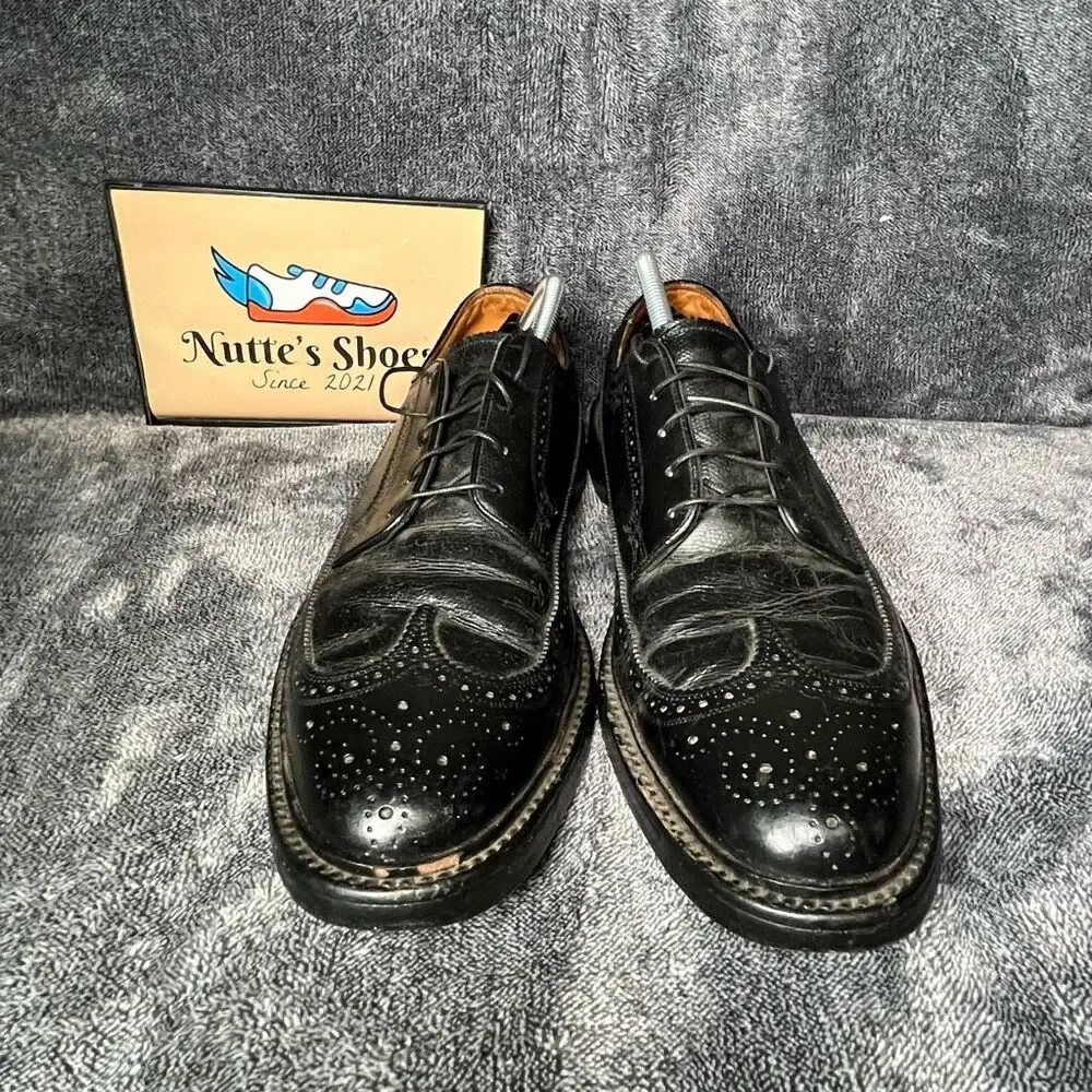 🩷🩷 Florsheim Royal Imperial vintage 1990's Black Long Wingtip Size 12 2A